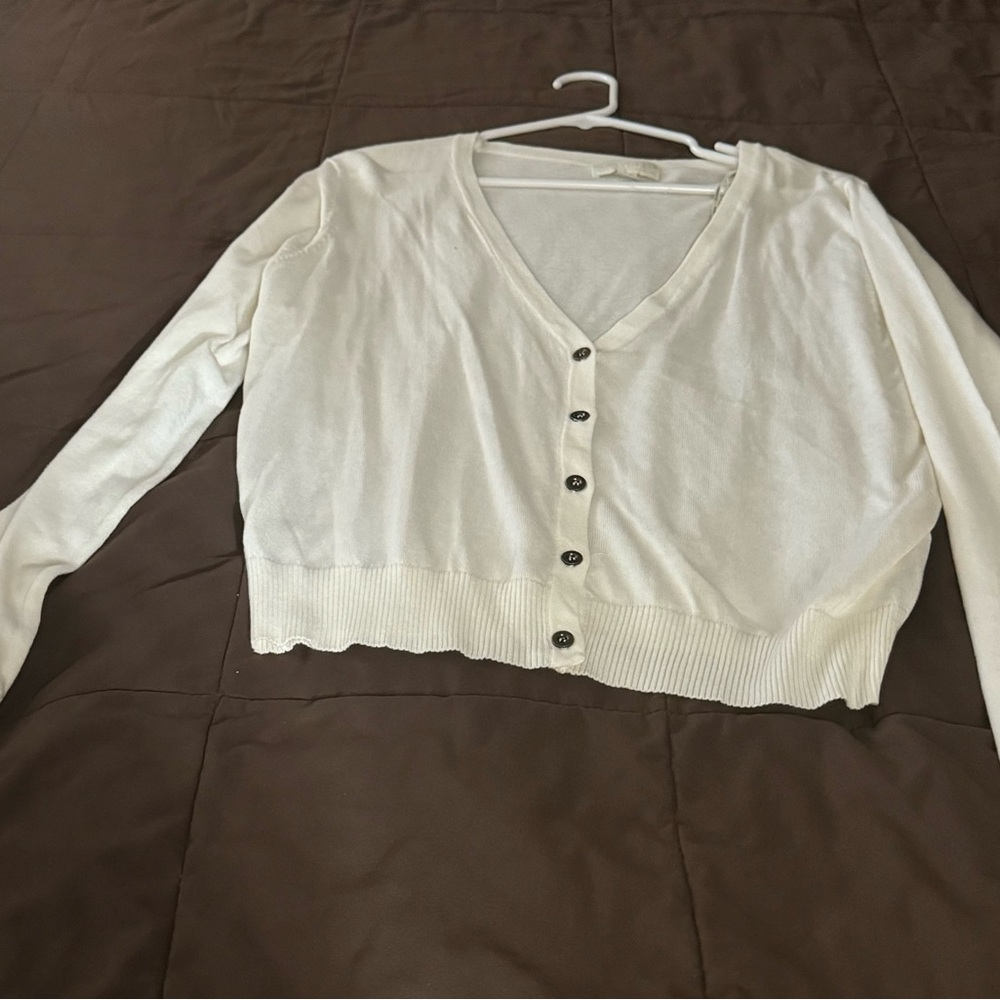 White Button-Up Cardigan